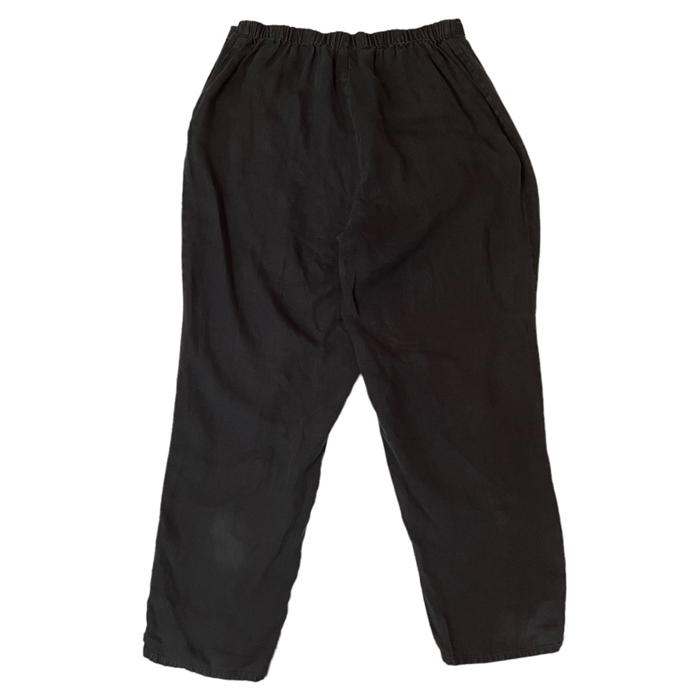 Flax Size Medium Black Linen Causal Lagenlook Minimalist Straight Leg Pants 30''